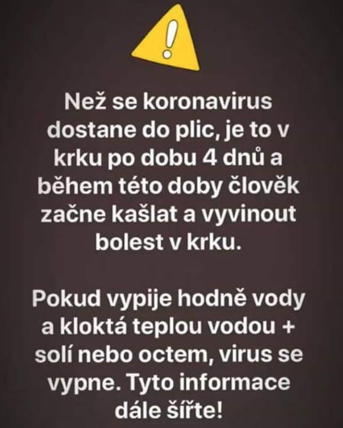 Kloktání teplé vody se solí nebo octem vypne virus